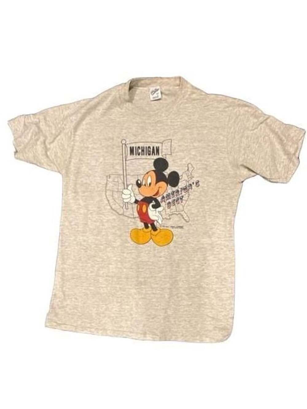 Velva Sheen Disney Mickey Mouse Michigan T-Shirt Size L Gray